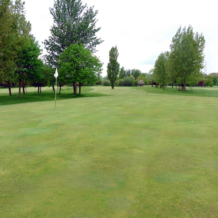 Not far from Thorney Park, Iver Golf Course is set on a rolling grassy landscape, with undulating fairways, bunkers, schrubs, and elevated tees.
