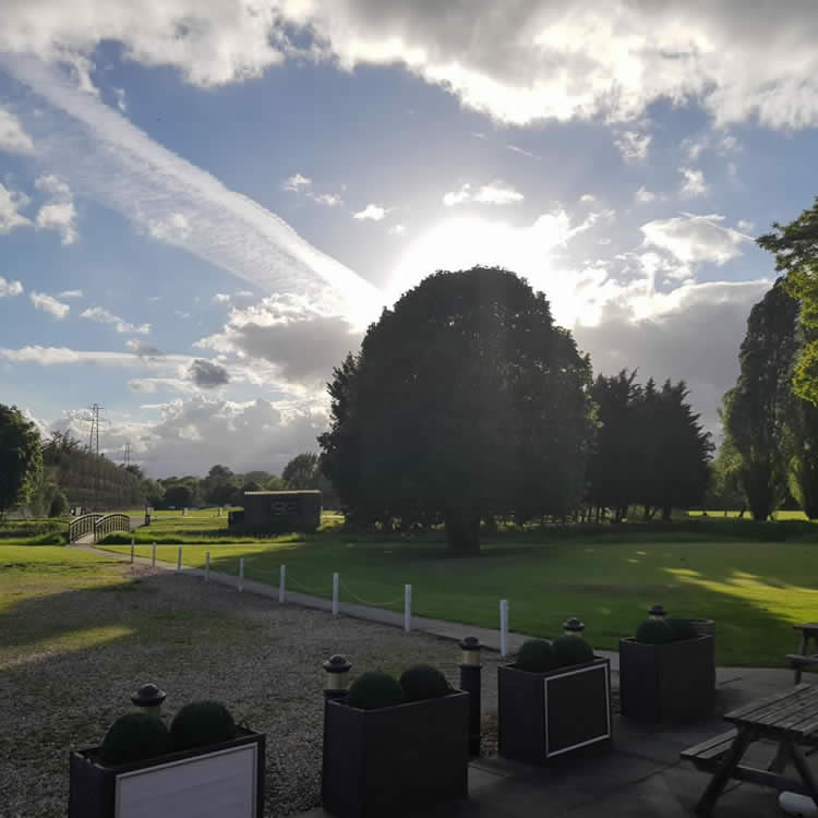 An accurate drive is essential on the ninth hole at Iver Golf near Shreding Green. This tough par 4 with its long green is a challenging hole.